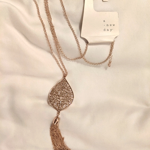 a new day Jewelry - NWT a new day gold tassel necklace